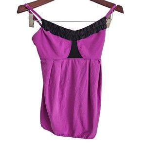 Lululemon Yogi Dance Tank Top Women's Size‎ 6 Purple/Black Strap Regular Fit